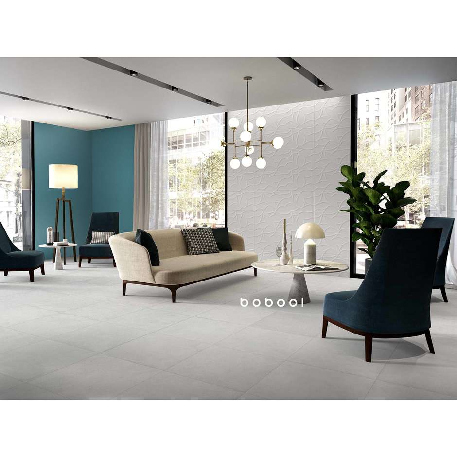 Gres porcellanato effetto resina chiaro, 59,5x59,5 cm, White - Comfort R, Dom Ceramiche