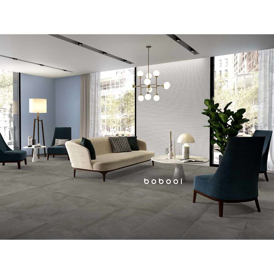 Gres porcellanato effetto resina grigio scuro, 44,5x90 cm Tin - Comfort R, Dom Ceramiche