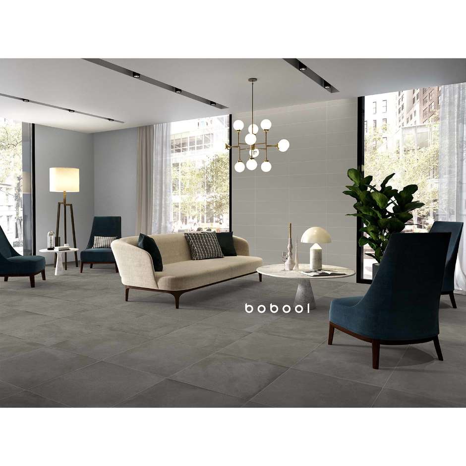 Gres porcellanato effetto resina grigio scuro, 59,5x59,5 cm Tin - Comfort R, Dom Ceramiche