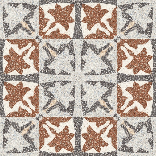 Gres porcellanato lucido vintage decoro graniglia di marmo Patchwork 60x60 cm - Newdecò, Ceramica Sant'Agostino