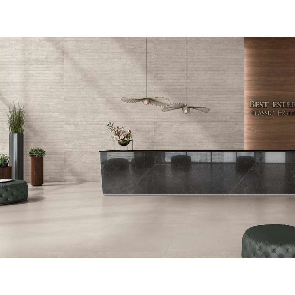 Gres porcellanato sottile 5,5 mm effetto cemento cassero, grigio chiaro Work 50x150 cm - Cement Project, Kerlite