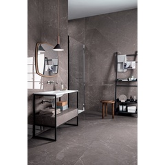 Gres porcellanato sottile 5,5 mm effetto marmo lucido, grigio scuro Rain Grey Glossy 100x100 - Exedra, Kerlite