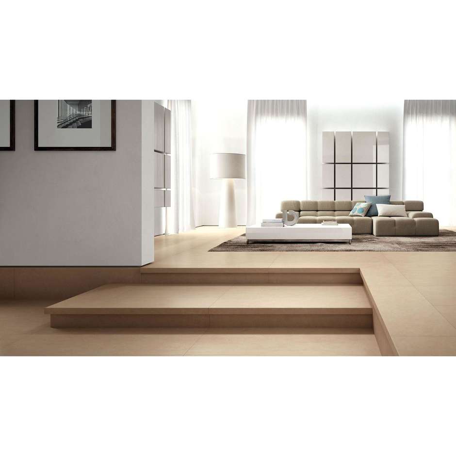 Gres porcellanato sottile 5,5 mm effetto pietra, beige Via Montenapoleone Silk 100x100 cm - Elegance, Kerlite 