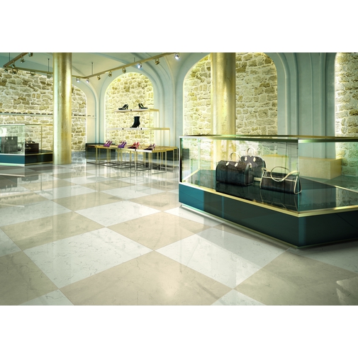 Gres porcellanato stile classico effetto marmo naturale rettificato colore Bianco Asiago 9,8x59 cm - Marmoker, Casalgrande Padana