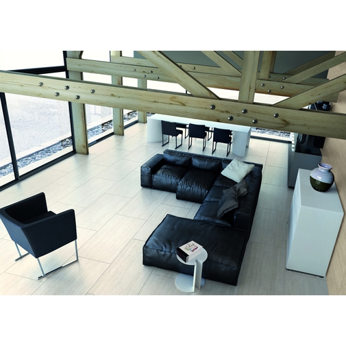 Gres porcellanato stile elegante effetto marmo lucido rettificato colore Travertino Bianco 9,8x59 cm - Marmoker, Casalgrande Padana