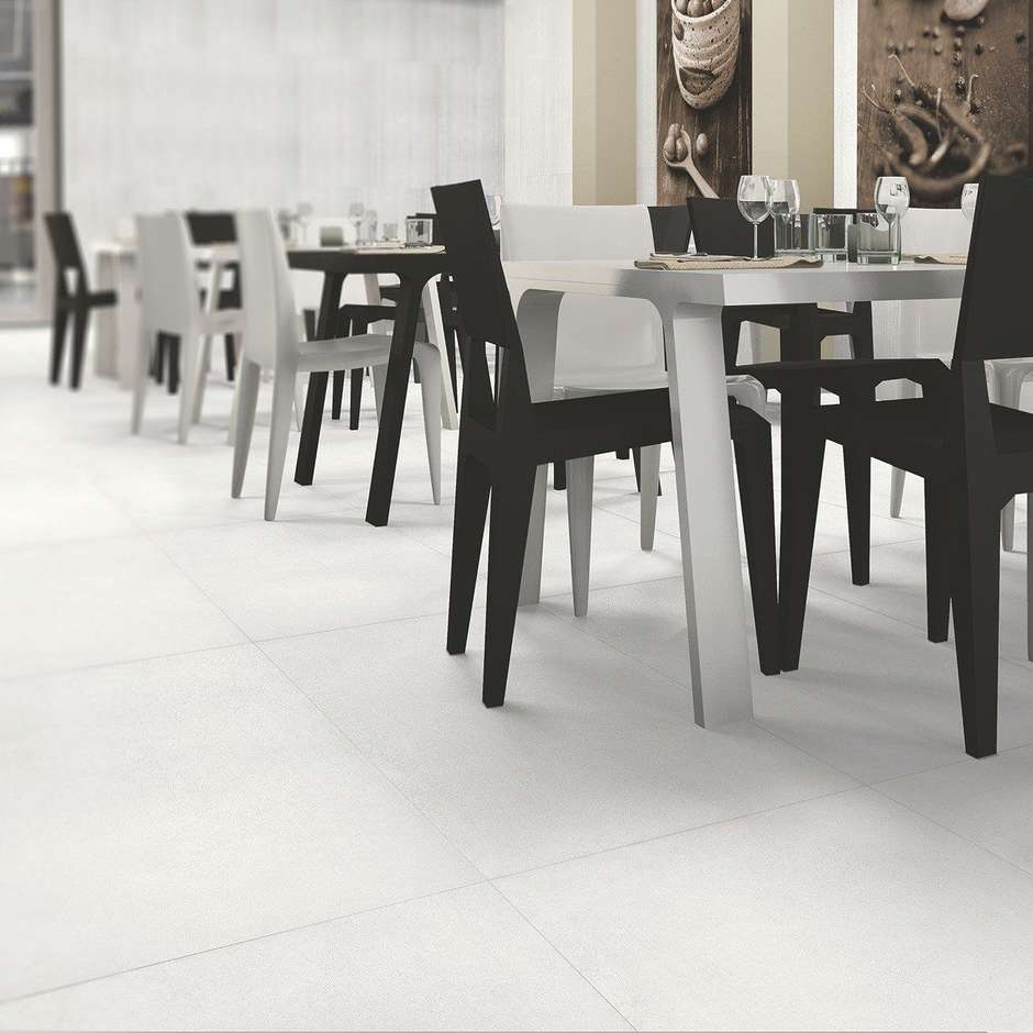 Gres porcellanato stile industriale rettificata effetto cemento rasato colore Bianco 60x60 cm - Cemento, Casalgrande Padana