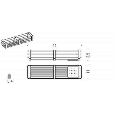Griglia porta oggetti da muro con ripiano in acciaio inox e finiture in ottone cromato - Colombo Design