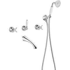 Groupe bain encastrable avec bec, inverseur, douchette et 818 robinets Princeton Bugnatese