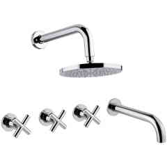 Groupe bain encastrable avec inverseur, bec, pomme de douche chromée Bugnatese Rodos 7328