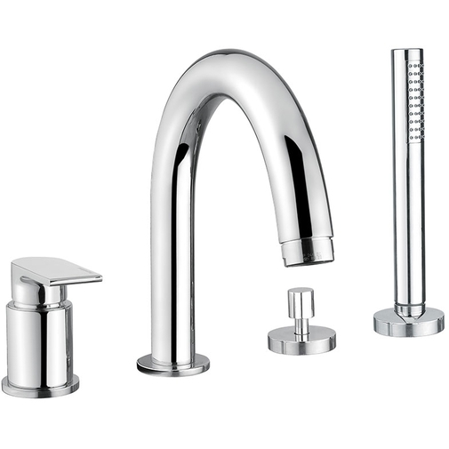 Gruppo vasca con deviatore completo di miscelatore, bocca d'erogazione e doccetta 4 fori - Simple, Bugnatese