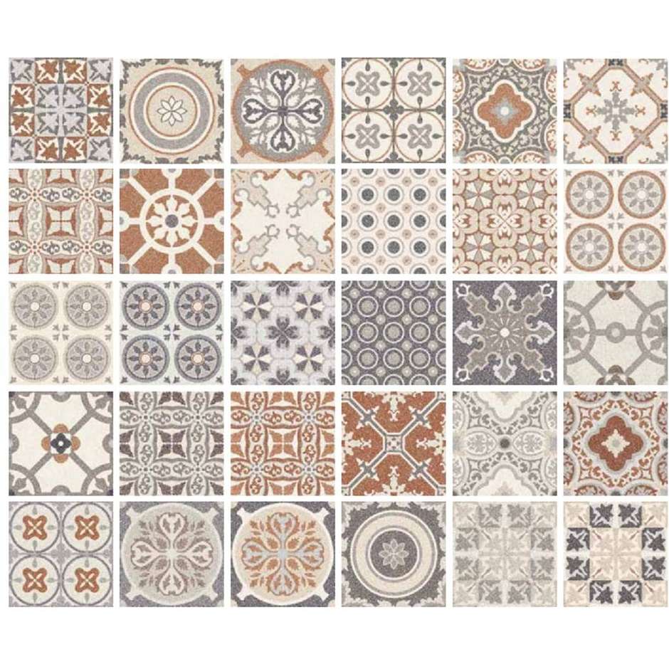 Grès cérame brillant vintage à décor de grains de marbre Patchwork 60x60 cm - Newdecò, Ceramica Sant'Agostino