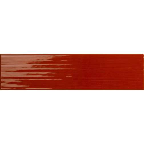 Grès cérame de parement brillant, effet rayé, 10x40 Rosso - Paintboard, Tonalite