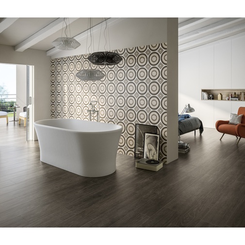 Grès cérame effet bois foncé, 20x120 cm, Smoke - Comfort W, Dom Ceramiche