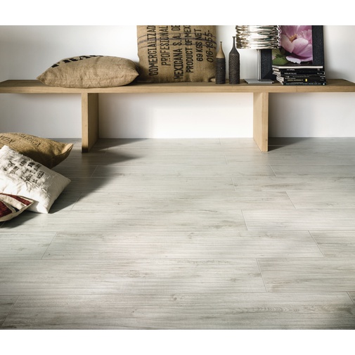 Grès cérame effet bois naturel clair, 25x150 cm Blanc - Logwood, Dom Ceramiche