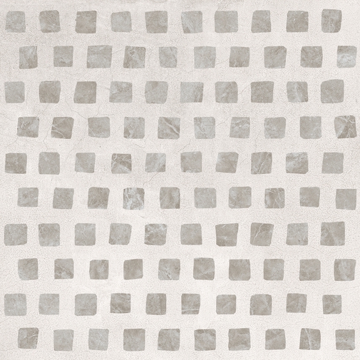 Grès cérame effet béton avec inserts en marbre, Gem White 60x60 cm - Set, Ceramica Sant'Agostino