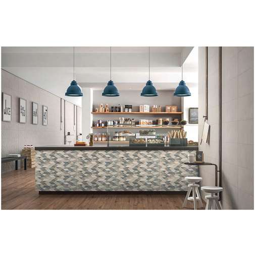 Grès cérame effet béton pour murs 25X76cm - Chalk Grey Decor Origami, Marazzi