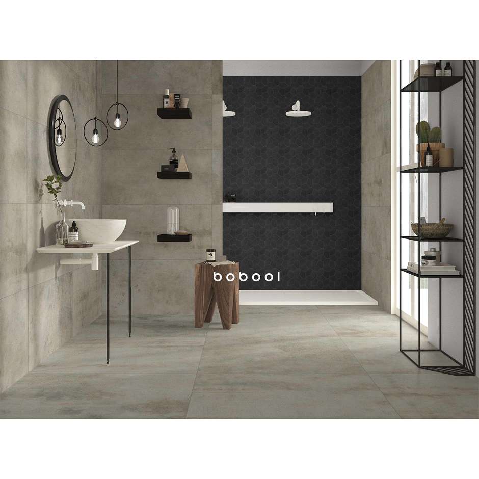 Grès cérame effet béton poussiéreux, 45,5x91 cm, Greige - Uptown, Dom Ceramiche