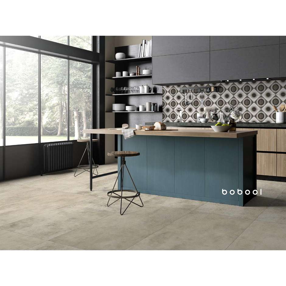 Grès cérame effet béton poussiéreux, 75x150 cm, Greige - Uptown, Dom Ceramiche