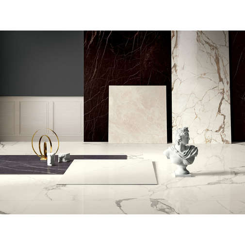 Grès cérame effet marbre brillant, Pietra Grey, 60x120 cm, épaisseur 6,5 mm - Vanity, Kerlite
