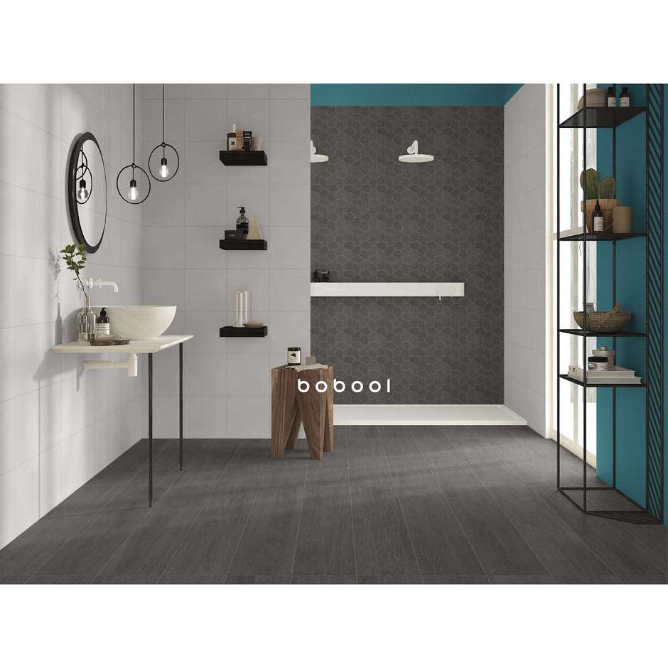 Grès cérame effet résine, 24,7x28,5 cm, gris foncé Mosaic Turtle Tin - Comfort R, Dom Ceramiche