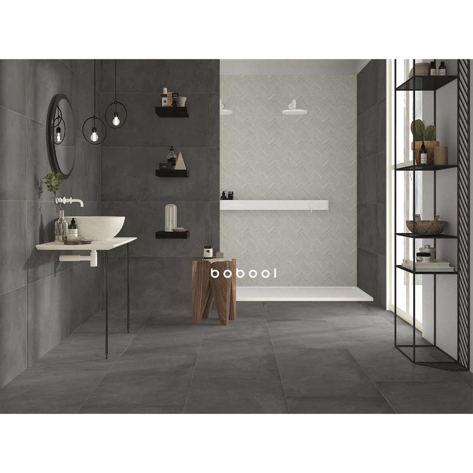 Grès cérame effet résine gris foncé, 44,5x90 cm Tin - Comfort R, Dom Ceramiche