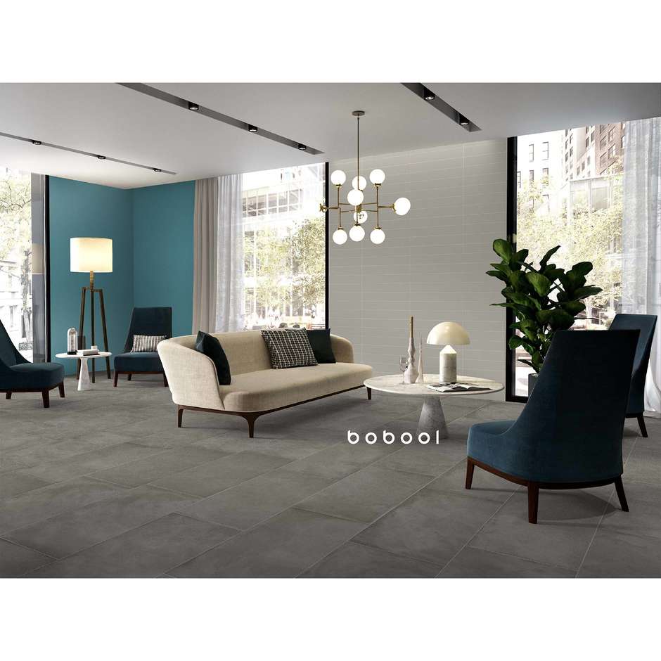 Grès cérame effet résine gris foncé, 44,5x90 cm Tin - Comfort R, Dom Ceramiche