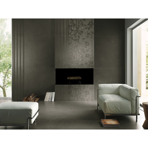 Grès cérame épaisseur 3,5 mm Cendre effet pierre marron foncé 50x100 cm - Buxy, Kerlite