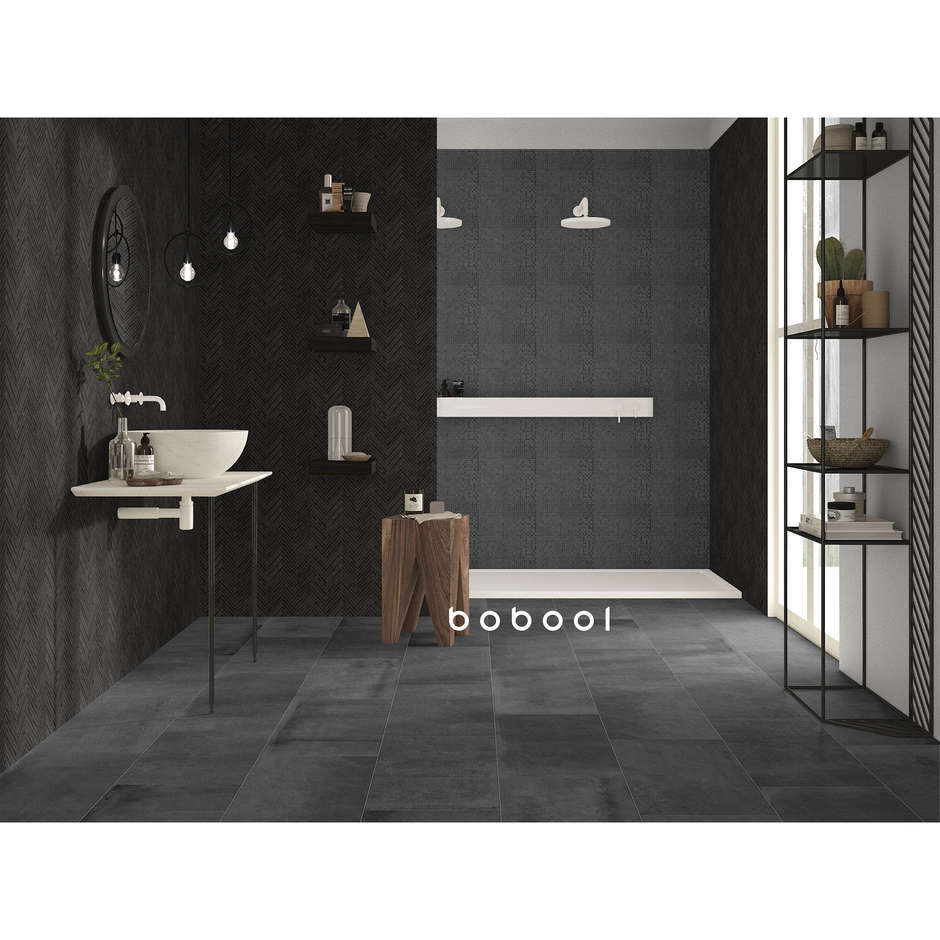 Grès effet béton anthracite, micromosaïque vieillie 30x30 - Entropia, Dom Ceramiche