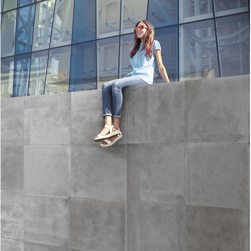 Grès extérieur antidérapant effet béton Grigio 60x60 Entropia, Dom Ceramiche