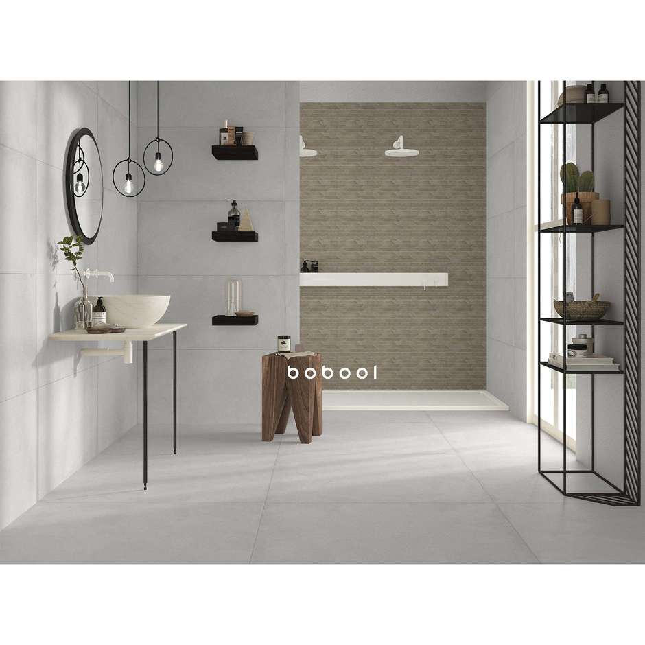 Helles Feinsteinzeug mit Harzeffekt, 90x90 cm, Weiß - Comfort R, Dom Ceramiche