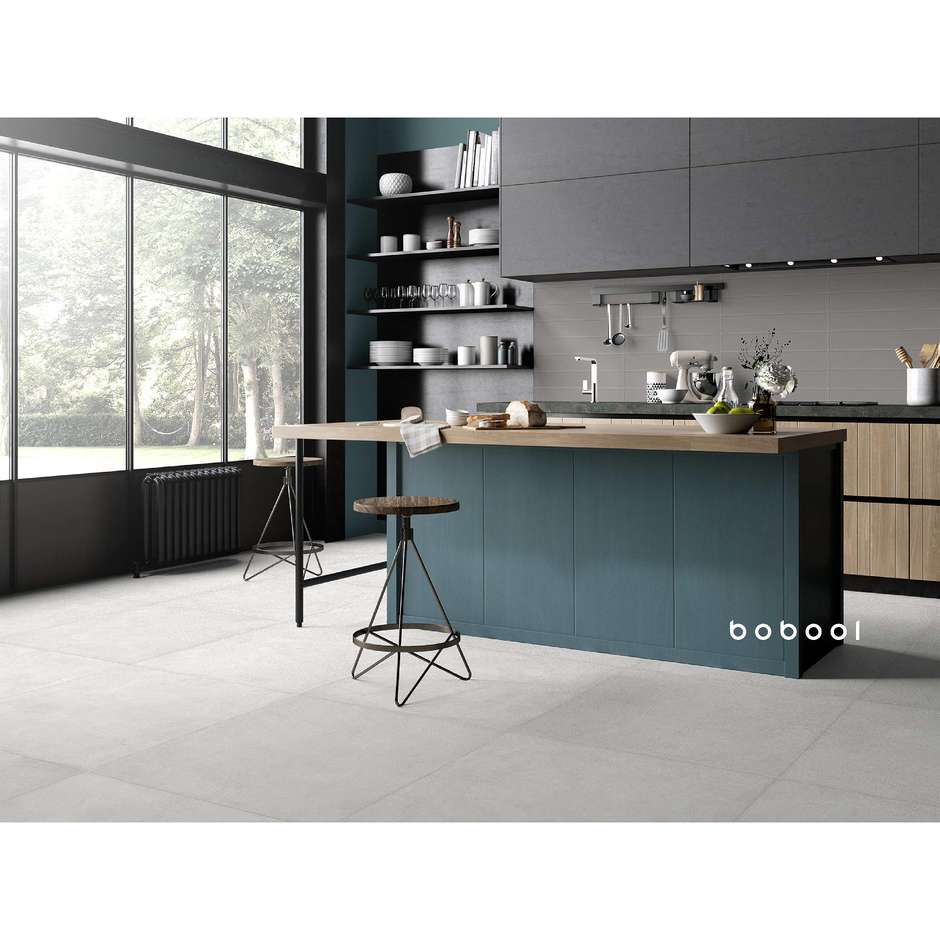 Helles Feinsteinzeug mit Harzeffekt, 90x90 cm, Weiß - Comfort R, Dom Ceramiche