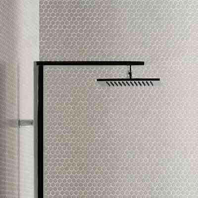 Hexagon mosaic small tiles recycled glass paste, white 29,5x29 cm White Matt - Hexagon, Boxer