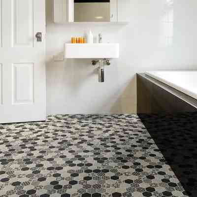 Hexagonal mosaic in recycled glass paste, for floors and walls 30x30.2 cm Greige - Esa Glass Flor, Boxer