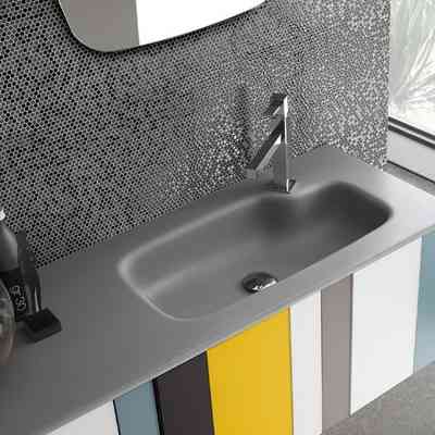 Hexagonal mosaic small recycled glass paste tiles, 29,5x29 cm Black Pol - Hexagon, Boxer