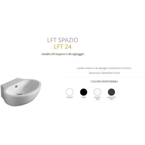 Hängendes oder Aufsatzwaschbecken, oval aus weißer Keramik im modernen Stil 60 cm - LFT, Simas