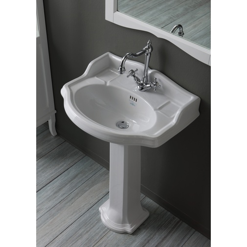 Hängendes Waschbecken im klassischen Design aus weißer Keramik 59 cm - Arcade, Simas