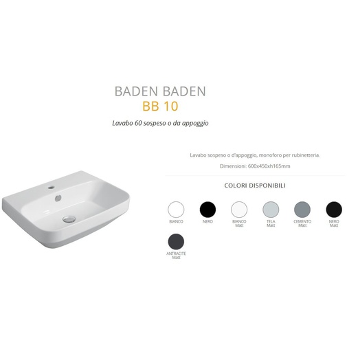 Hängendes Waschbecken im modernen Stil in Mattweiß - Baden Baden, Simas