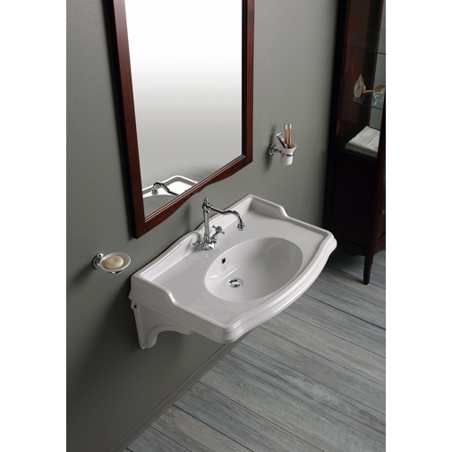 Hängendes Waschbecken mit weißer Keramikrückwand 90 cm - Arcade, Simas