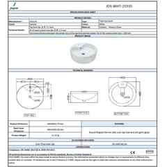 JDS - Jaquar 46x46cm Gloss White Round Countertop Washbasin
