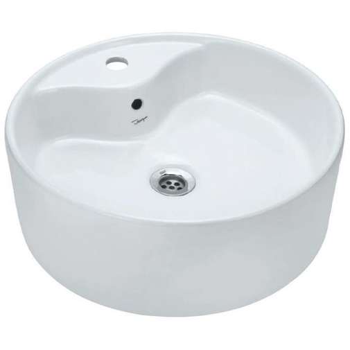 JDS - Jaquar 46x46cm Lavabo rond à poser, blanc brillant