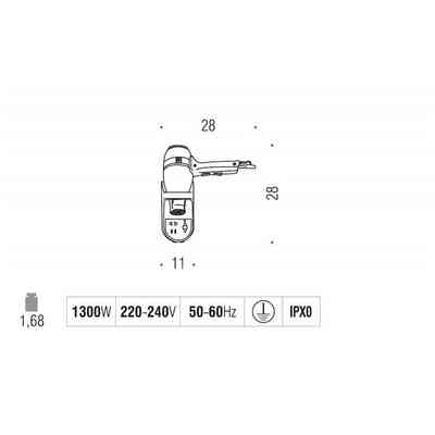 Kabelgebundener Haartrockner komplett mit schwarzem 220-V-Universalstecker - Colombo Design