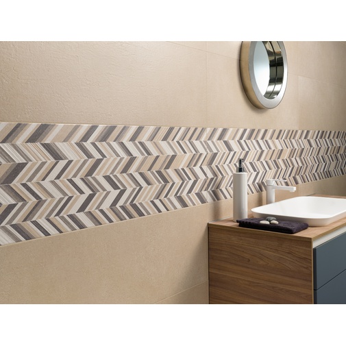 Keramikfliese mit Chevron-Pfeileinsatz, Mehrfarbig, 33,3x100 cm - Concretus, Dom Ceramiche