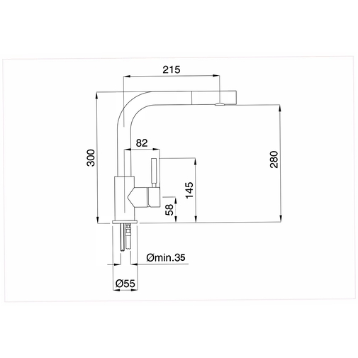 Kitchen sink mixer with pull-out hand shower and 90° spout - Kobuk, Rubinetteria Bugnatese