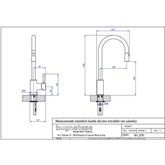 Kitchen sink mixer with pull-out high neck shower - Kobuk, Rubinetteria Bugnatese