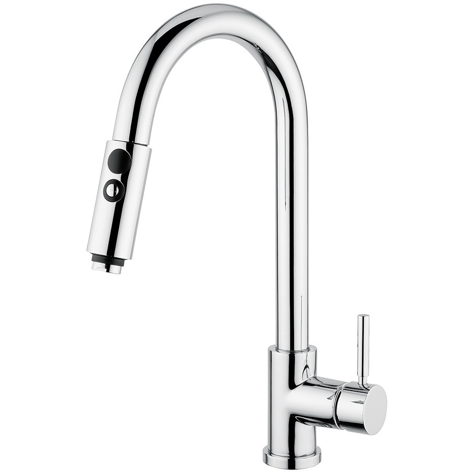 Kitchen sink mixer with pull-out shower with flow selector - Kobuk, Bugnatese