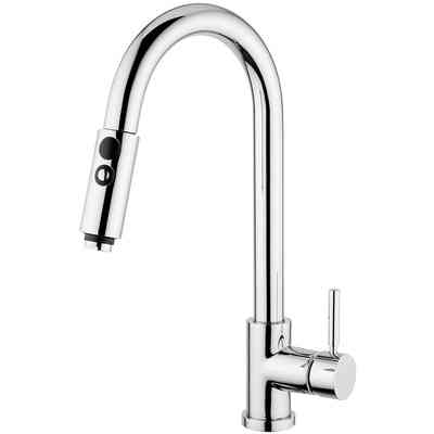 Kitchen sink mixer with pull-out shower with flow selector - Kobuk, Bugnatese