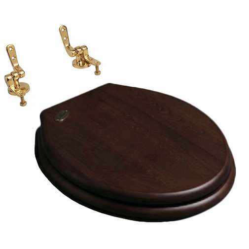 Klassischer WC-Sitz aus Holz mit goldenen Scharnieren – London, Simas