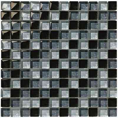 Klassisches Mosaik aus glänzendem Glas, zum Abdecken, Schwarz 30x30 cm - Easy Glass, Boxer