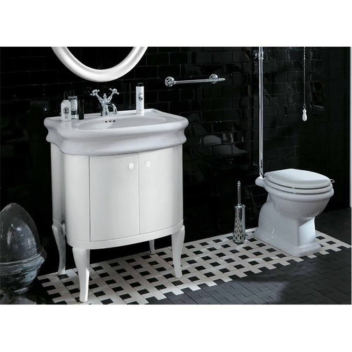 LA10 retro style cabinet for washbasin with 2 doors, glossy white - Lante, Simas