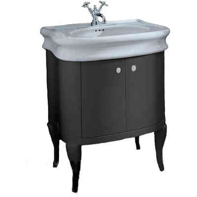 LA10 retro style cabinet for washbasin with 2 doors in glossy black color - Lante, Simas
